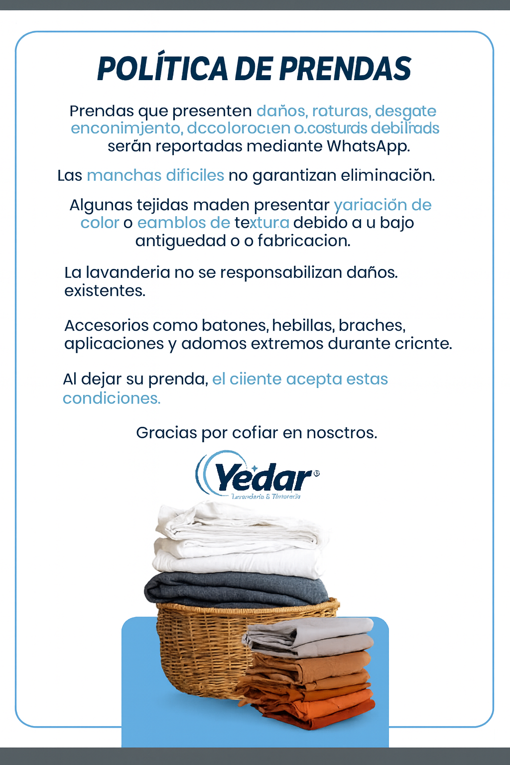 Políticas de servicio Yedar